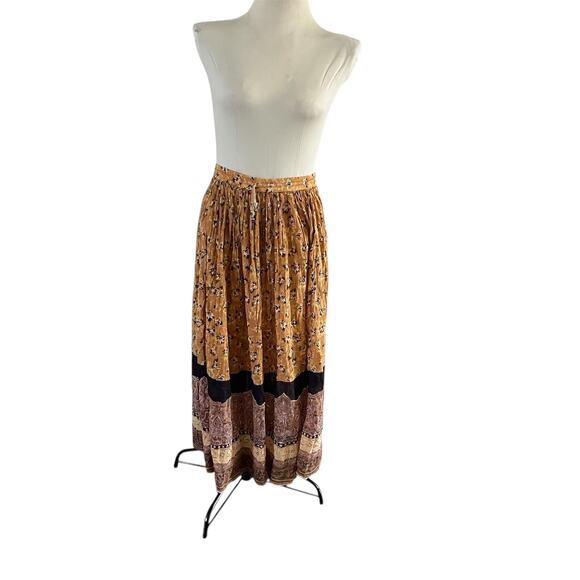 Vtg Revue Orange Boho Witchy Fairy Paisley Maxi Skirt Wmns L Hippy Cottagecore - Picture 1 of 10